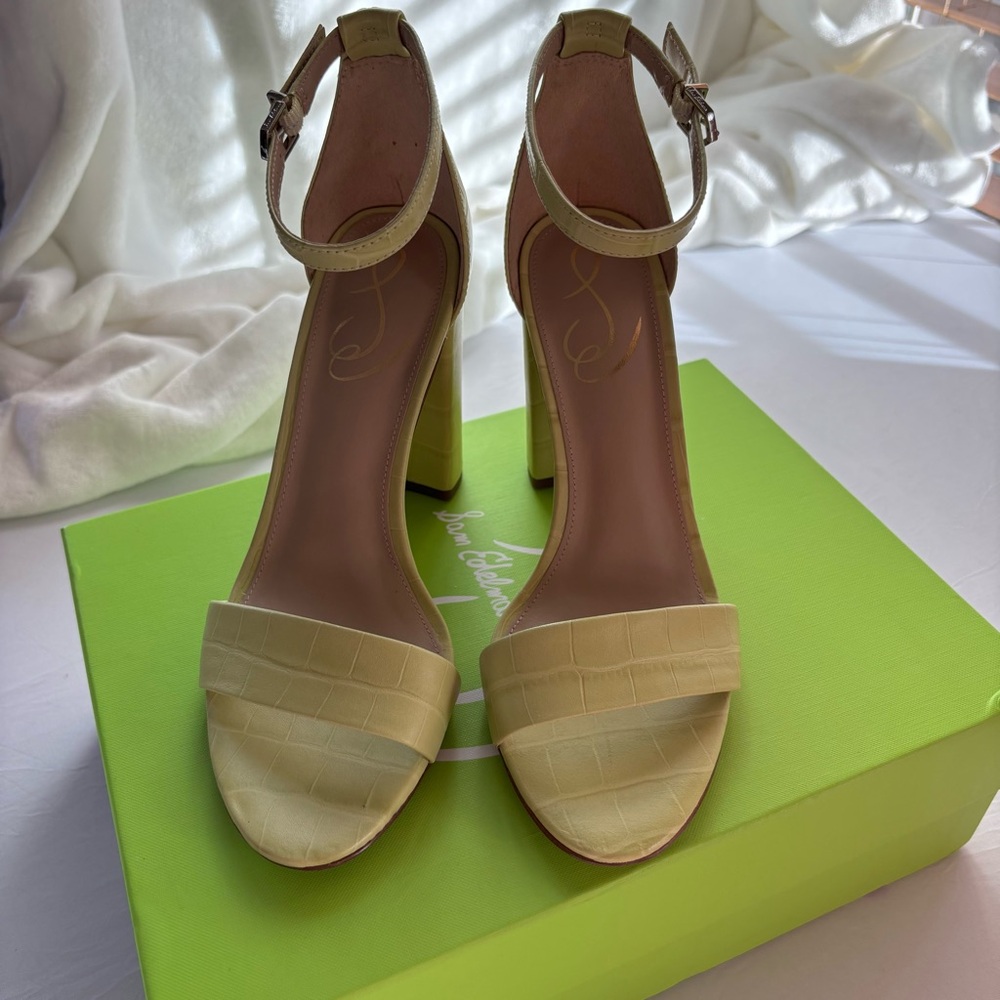 Sam Edelman Yaro Ankle Strap Block Heeled Sandal in Kiwi Size 7.5 - Picture 5 of 12